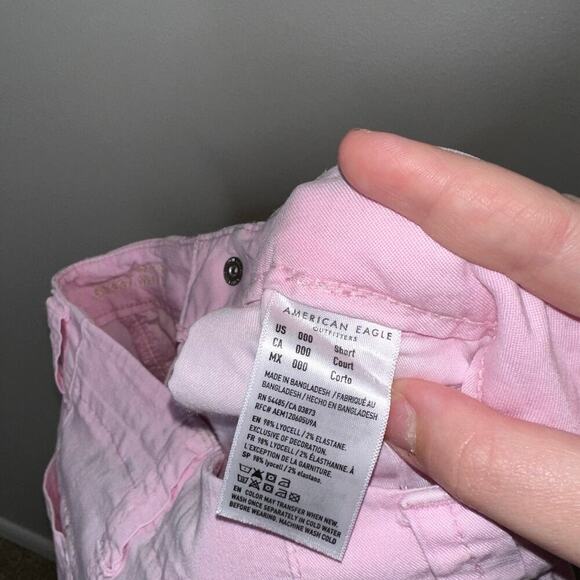 American Eagle Super High Rise Baggy Wide Leg Cargo Pants Baby Pink XXS Short - Picture 7 of 9
